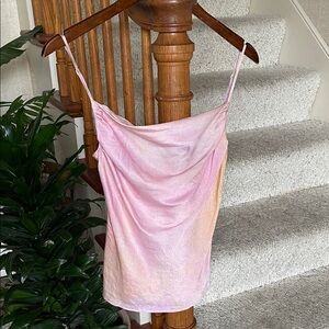 Silk Nation Pastel Pink Ombre Cowl Neck Tank Top